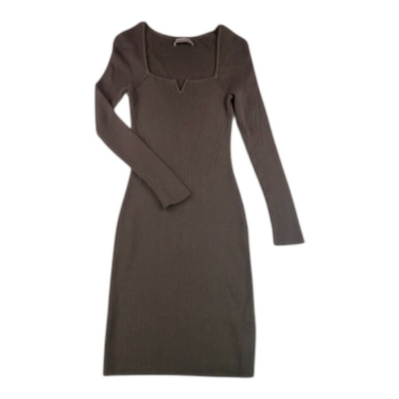 Abercrombie & Fitch Dresses & Skirts - Abercrombie & Fitch Ribbed Knit Long Sleeve Midi Dress Brown Size XS